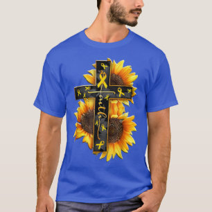 Faith Childhood Cancer Awareness Jesus Cross Sunfl T-Shirt