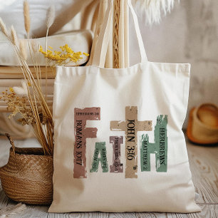 Faith Christian Cross Bible Verse Tote Bag