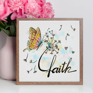 Faith Christian Religious Butterfly Dandelion  Poster