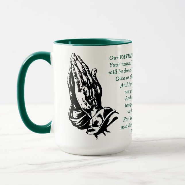 Faith Coffee Mug - Écriture de prière du Seigneur (Gauche)