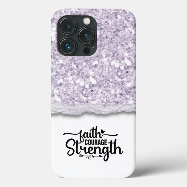 Faith Courage Strength Calligraphy Script Quote Case-Mate iPhone Case (Back)