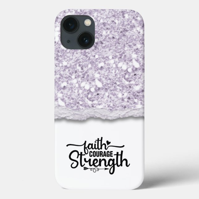 Faith Courage Strength Calligraphy Script Quote Case-Mate iPhone Case (Back)
