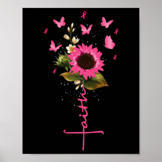 Faith Cross Breast Cancer Awareness Christian Gift Poster