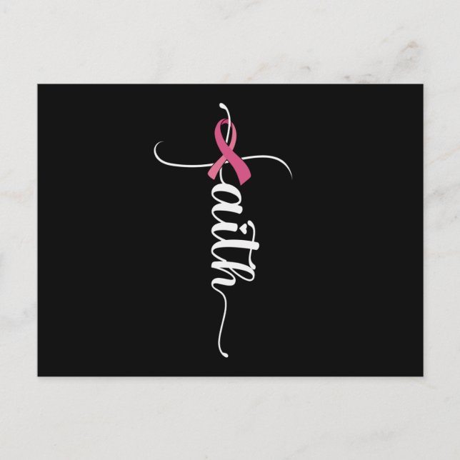 Faith Cross Christian Breast Cancer Awareness Postcard (Front)