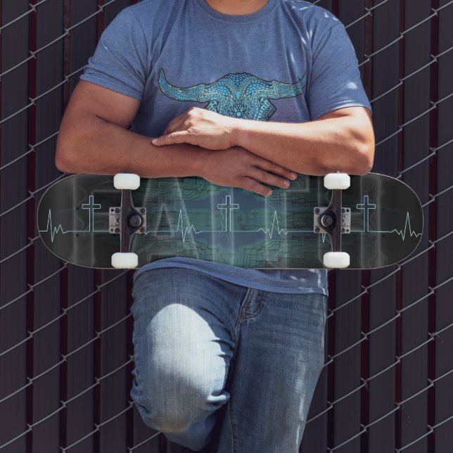 Faith Cross Heartbeat Skateboard (Outdoor 3)