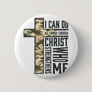 Faith Cross I Can Do All Things Christian Shirt 2 Inch Round Button
