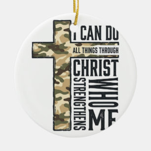 Faith Cross I Can Do All Things Christian Shirt Ceramic Ornament