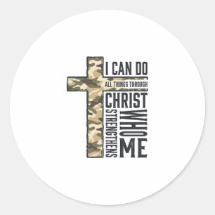 Faith Cross I Can Do All Things Christian Shirt Classic Round Sticker
