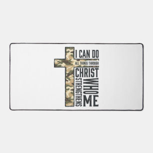 Faith Cross I Can Do All Things Christian Shirt Desk Mat