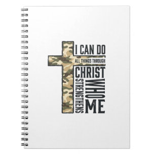 Faith Cross I Can Do All Things Christian Shirt Notebook