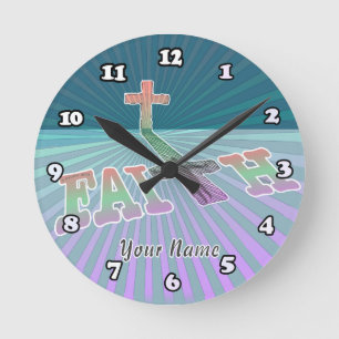 Faith Cross Round Clock