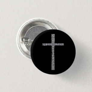 Faith Cross Silver 1 Inch Round Button