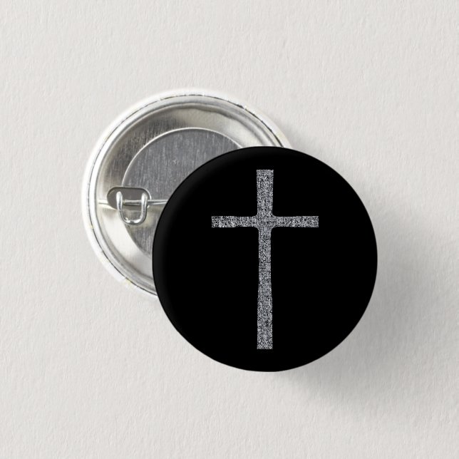 Faith Cross Silver 1 Inch Round Button (Front & Back)