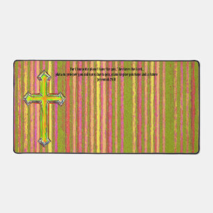 Faith Cross Stripe Jeremiah Bible Verse Bureau Mat