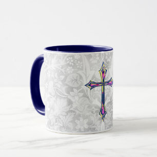 Faith Cross Vintage Style Grey Mug Cup