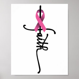 Faith Cross Warrior Survivor Pink Ribbon Breast Ca Poster