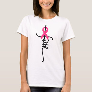 Faith Cross Warrior Survivor Pink Ribbon Breast Ca T-Shirt