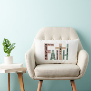 Faith Cute Colourful Bible Verses Typography Quote Lumbar Pillow