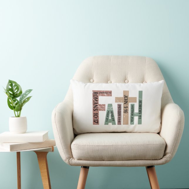 Faith Cute Colourful Bible Verses Typography Quote Lumbar Pillow (Chair)