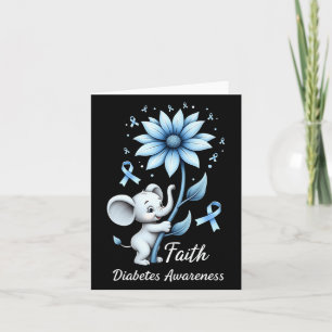 Faith Cute Elephants Sunflower Diabetes Awareness Card