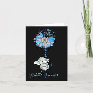 Faith Cute Elephants Sunflower Diabetes Awareness Card