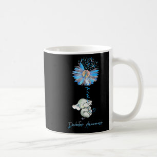 Faith Cute Elephants Sunflower Diabetes Awareness  Coffee Mug