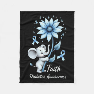 Faith Cute Elephants Sunflower Diabetes Awareness Fleece Blanket