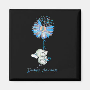 Faith Cute Elephants Sunflower Diabetes Awareness  Magnet