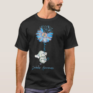 Faith Cute Elephants Sunflower Diabetes Awareness T-Shirt