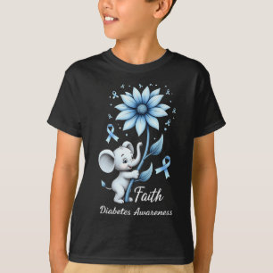 Faith Cute Elephants Sunflower Diabetes Awareness T-Shirt
