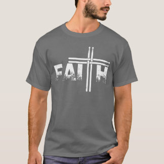 Faith Drum Stick Cross Christian God Jesus Fun Dru T-Shirt