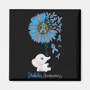 Faith Elephant & Sunflower Type 1 Diabetes Awa Magnet
