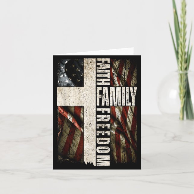 Faith Family Dom - Patriotic Christian Vintage Usa Card (Front)