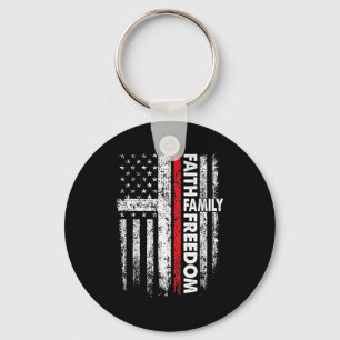 Faith Family Dom Patriotic Christian Vintage Usa F Keychain