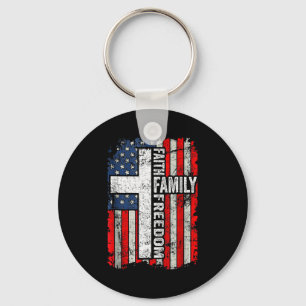 Faith Family Dom Patriotic Christian Vintage Usa  Keychain
