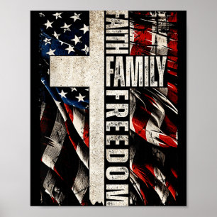 Faith Family Dom - Patriotic Christian Vintage Usa Poster