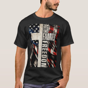 Faith Family Dom - Patriotic Christian Vintage Usa T-Shirt