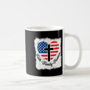 Faith Family Dom Usa Flag Cross Heart Patriotic Am Coffee Mug
