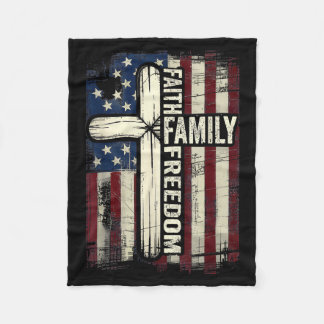 Faith Family Dom Usa Flag  Fleece Blanket