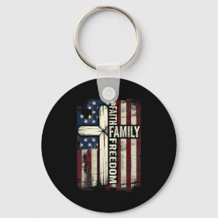 Faith Family Dom Usa Flag  Keychain