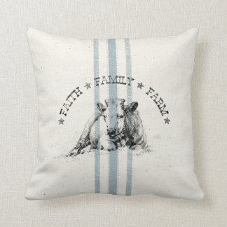 Faith Family Farm Cow Throw Pillow