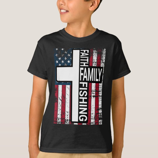 Faith Family Fishing Christian Proud Father Fisher T-Shirt (Front)