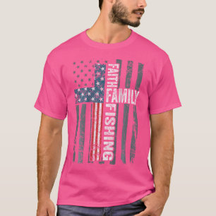 Faith Family Fishing - Usa Christian Cross Flag - T-Shirt