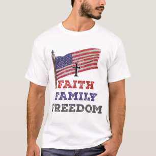 Faith Family Freedom Cross With Flag T-Shirt