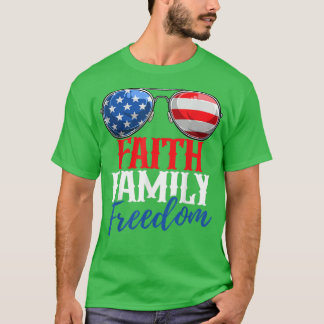 Faith Family Freedom Cute 4th Of July American Fla T-Shirt