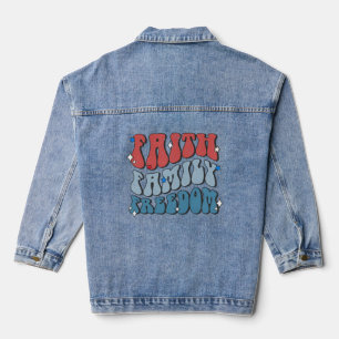 Faith family freedom denim jacket