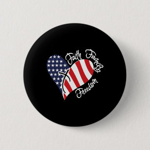 Faith Family Freedom Heart Christian Patriotic 4th 2 Inch Round Button