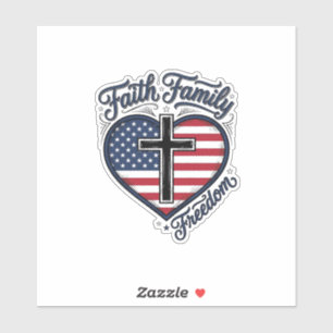 Faith Family Freedom Patriotic Cross Heart Shirt D