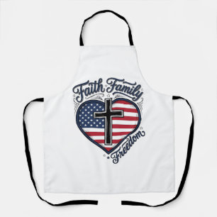 Faith Family Freedom Patriotic Cross Heart Shirt D Apron