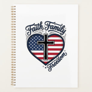 Faith Family Freedom Patriotic Cross Heart Shirt D Planner